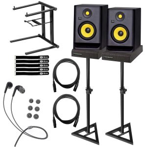 KRK RP5G4 ROKIT 5 G4 5" Studio Monitor Speaker Pair+Stands+Cables+Laptop Stand